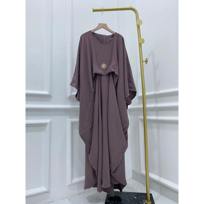 GAMIS LEBARAN KAFTAN MEWAH MURAH ACARA AGNES POLOS CRINKLE BROS EMAS BUNGA JUMBO XXL BIGSIZE BUMIL BUSUI