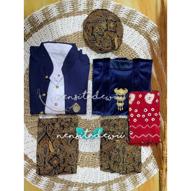 [Navy] Baju Prewed Instan / Baju Adat Jawa + Selendang Jumputan, N/SPD01C