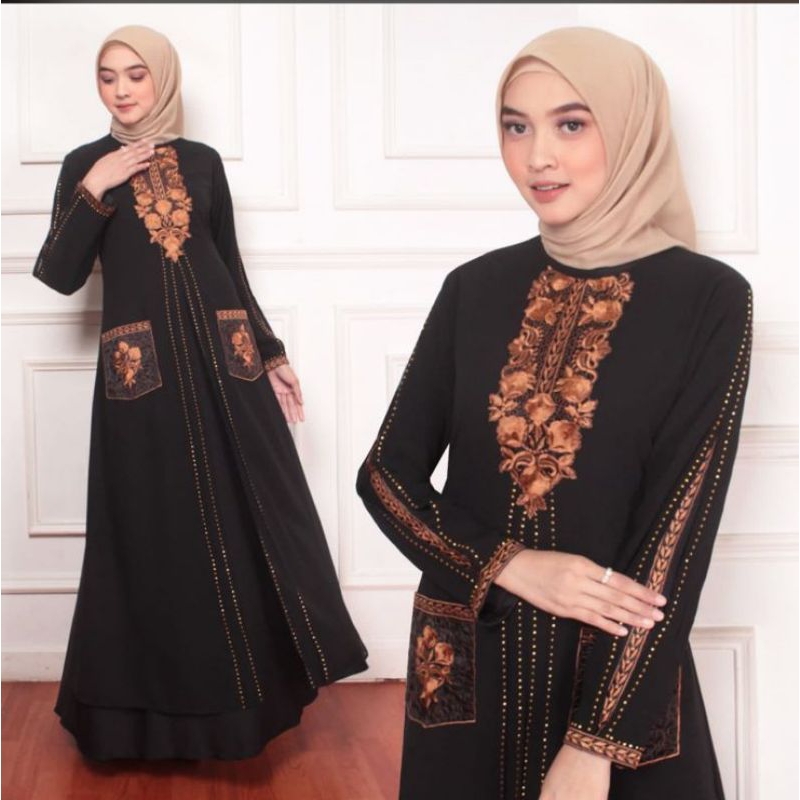 GAMIS ABAYA TURKEY BILQIS APLIKASI SAKU BORDIR