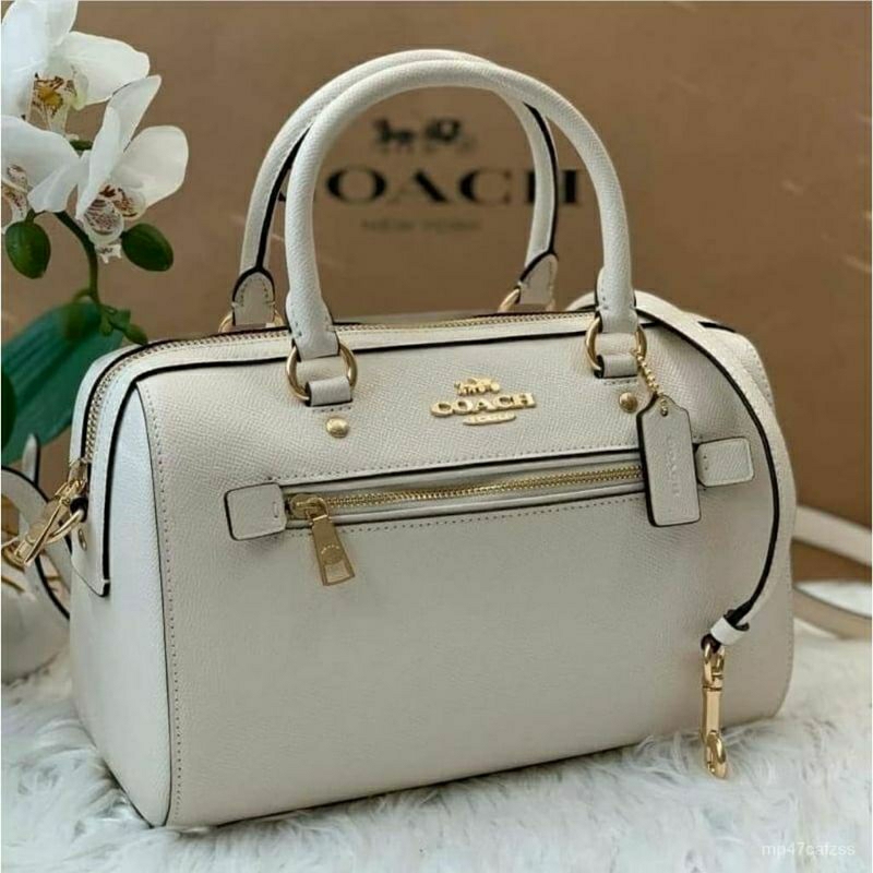 Coach Crossgrain Leather Rowan Satchel in Chalk (F79946)