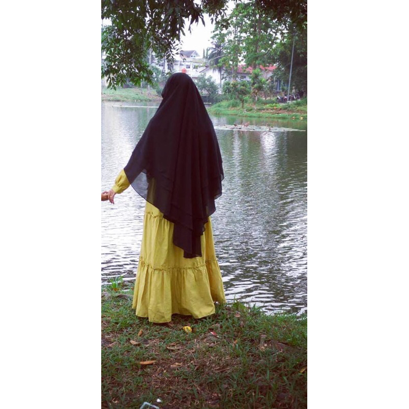preloved gamis susun warna lemon