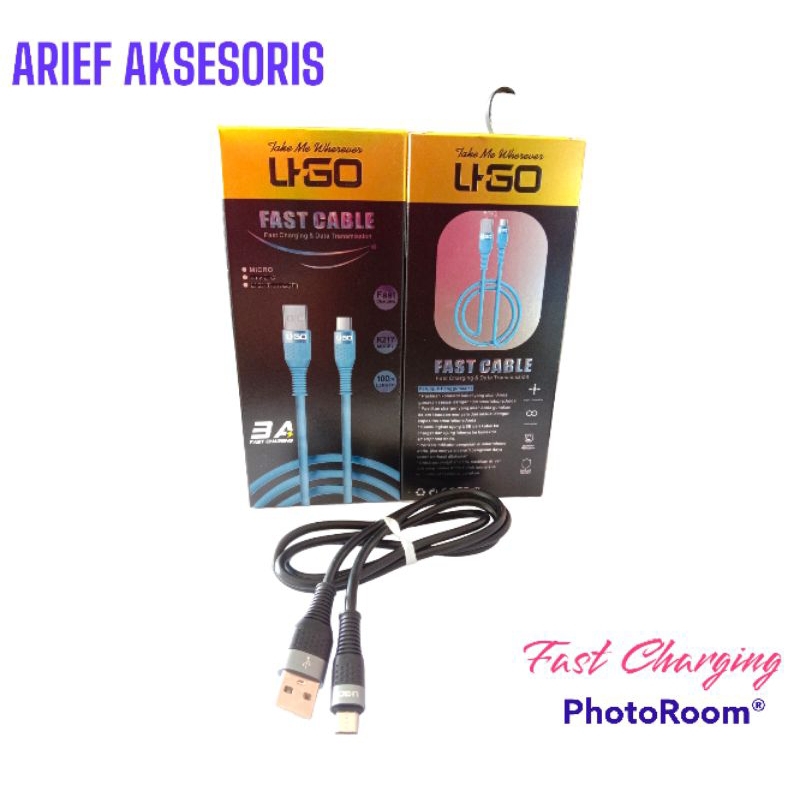 Kabel Data UGO Micro Tipe C Lightining 3A Fast Charging K217  1 meter
