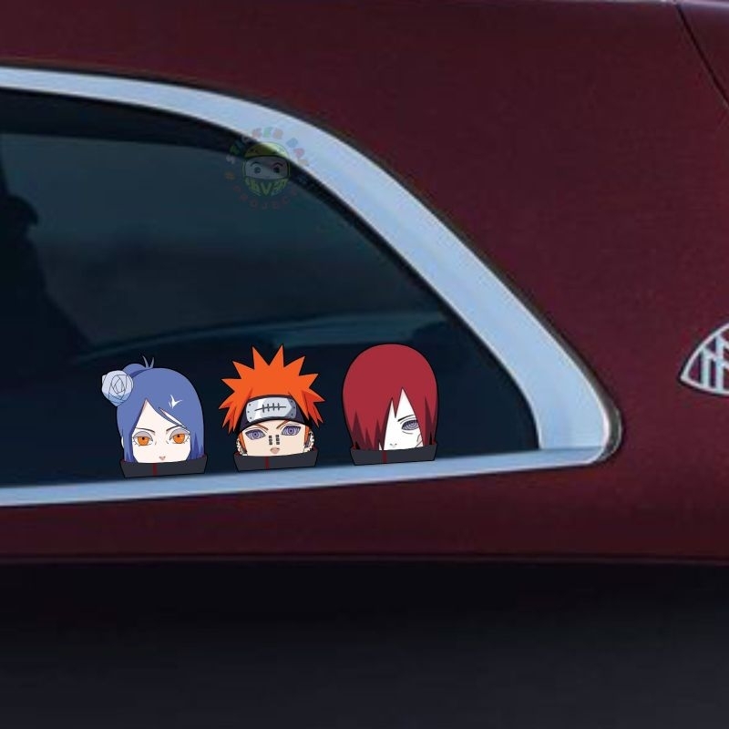 Sticker anime akatsuki pain nagato conan 1 set isi 3 pcs stiker motor dan mobil keren