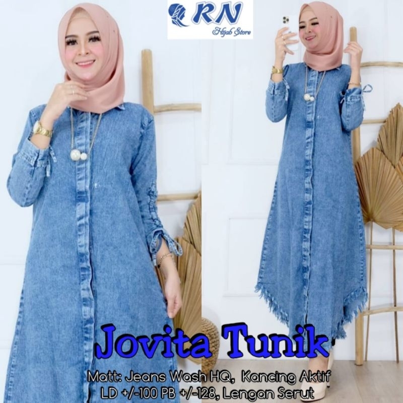 Jessica long tunik rawis jeans snow premium