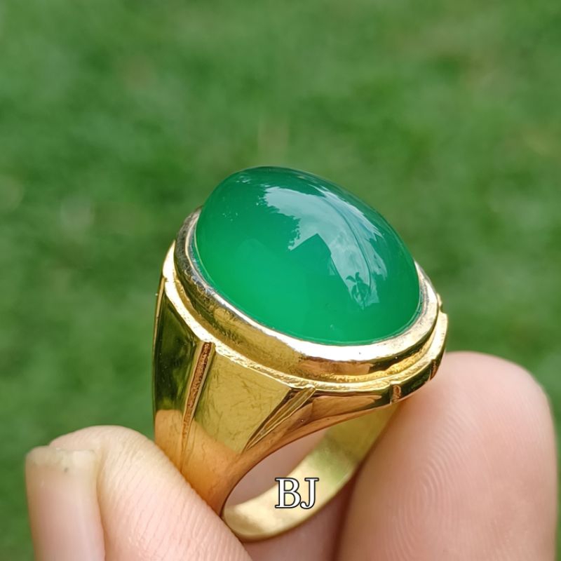 CINCIN BATU AKIK HIJAU CHALCEDONY