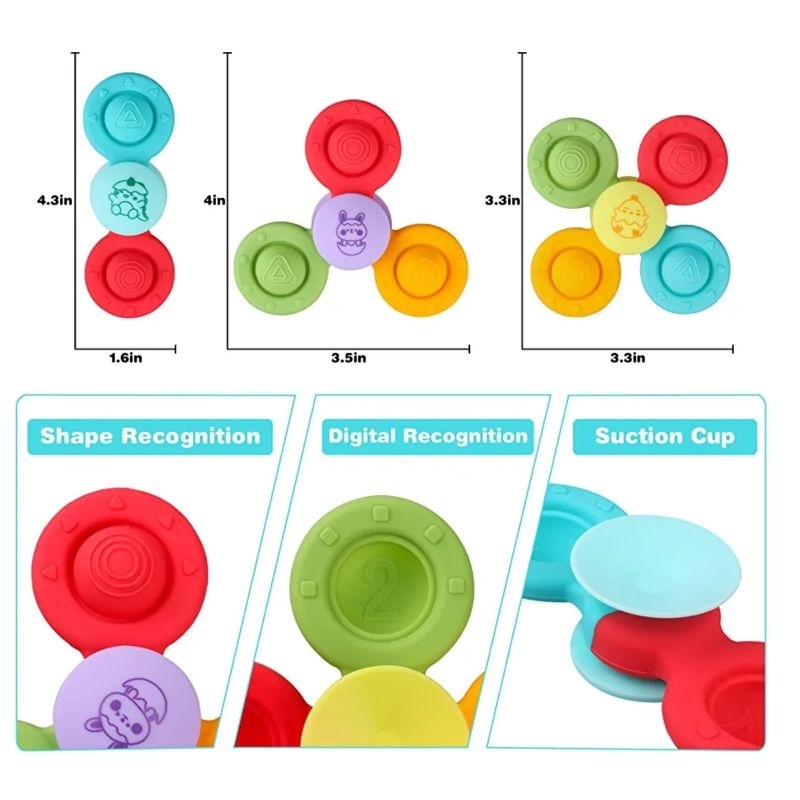 Mainan Edukasi Sensori Motorik Spinning Sensory Fine Motor Skill Suction Cup Tummy Time Gasing Spinner Gyro Rattle Gigitan Simple Dimple Pop It Teether Sensory Fidget Bath Travel MPASI Toys Baby Toodler Dekorasi Ruangan Kamar Mandi Bayi Anak Montessori
