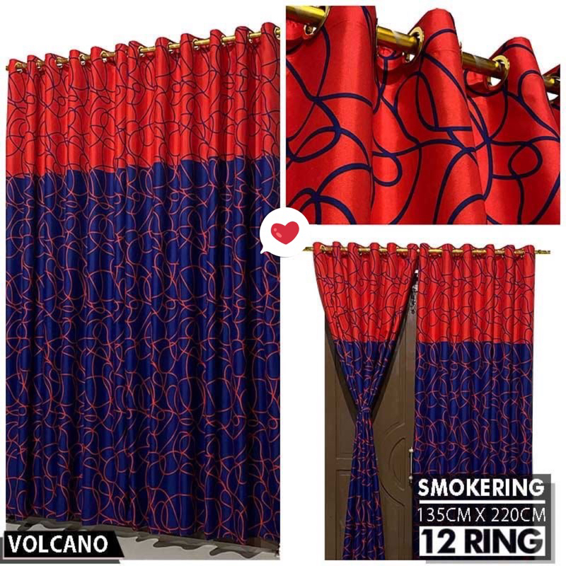 [ PINTU DAN JENDELA ] GORDEN SMOKRING MOTIF ABSTRAK VOLCANO MERAH