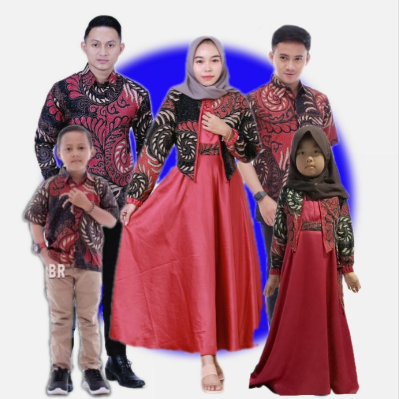 Batik couple set keluarga modern Gamis Nika kemeja pria - batik katun kombinasi valvaet by ex_rydice