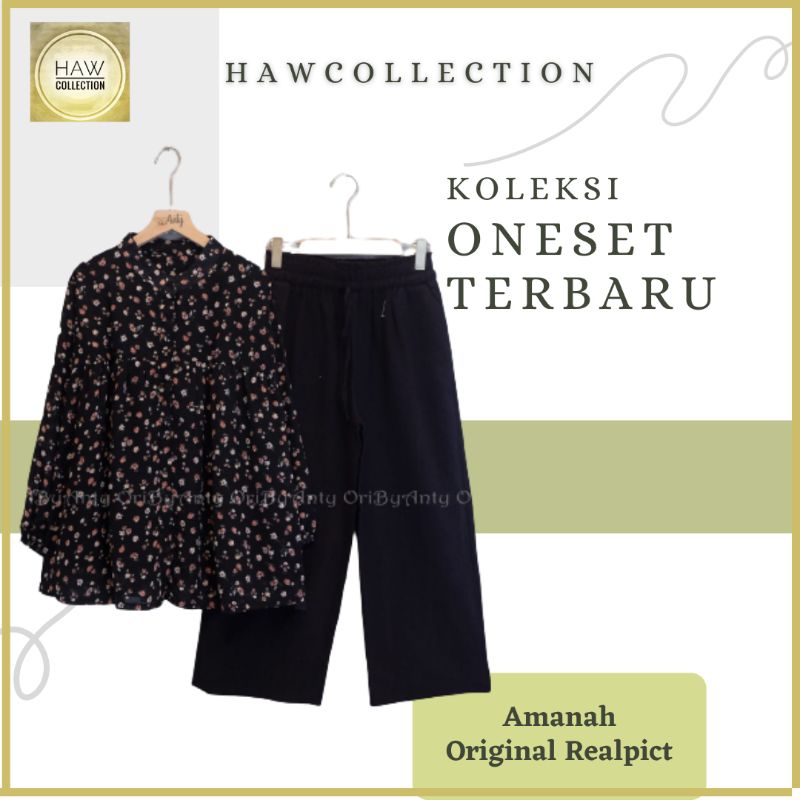 SETELAN BLOUSE CERUTY BABYDOLL IMPORT DAN CELANA KULOT CRINKLE WANITA ORIGINAL BY ANTY'S LD 120