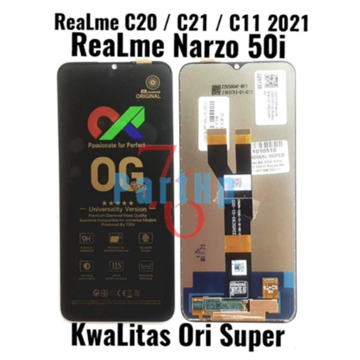 Lcd Touchscreen Fullset Kwalitas Ori Super Realme C20 - C21 - C11 2021 - Realme Narzo 50 i  - Hitam