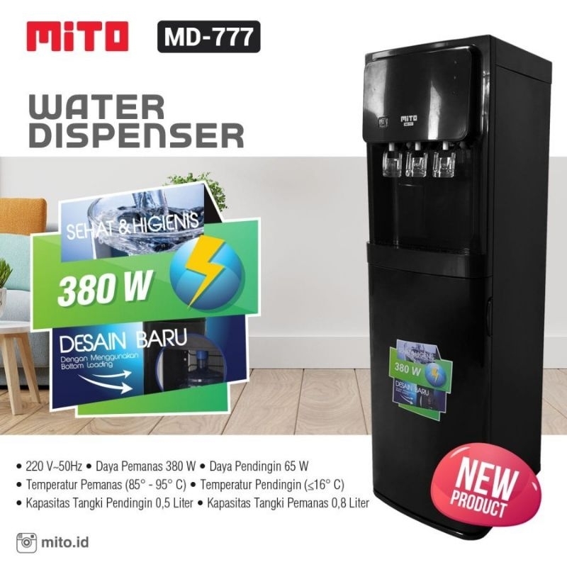 Dispenser Mito Galon Bawah MD-666 / MD-777 3 Kran (Hot, Normal, Cool)