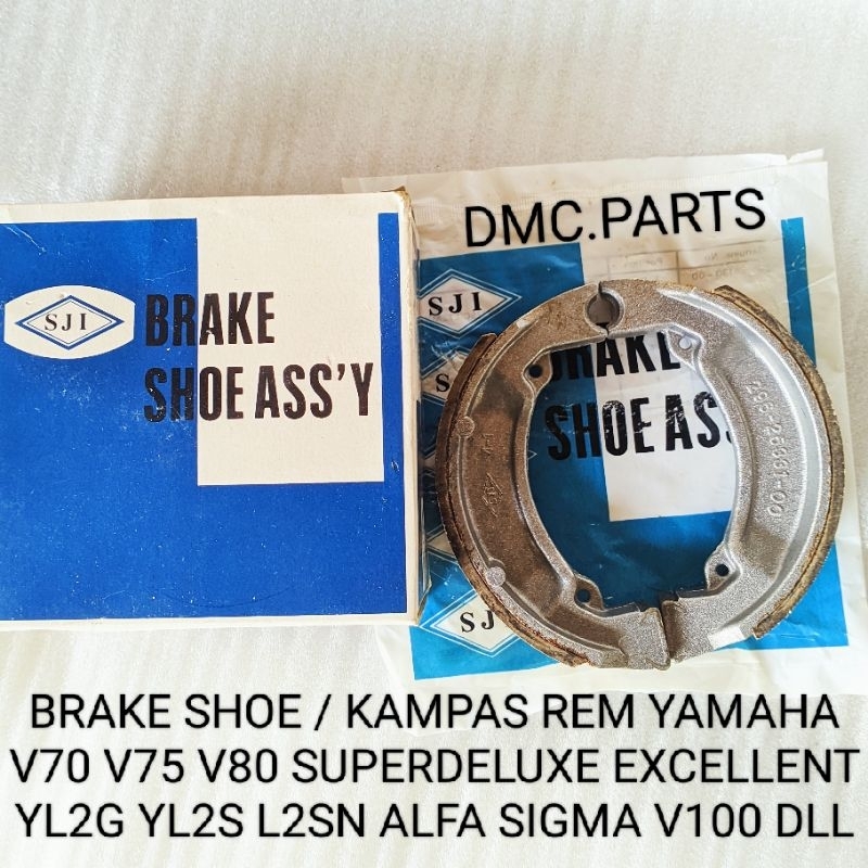 BRAKE SHOE ASSY / KAMPAS REM TROMOL YAMAHA V75 V80 Alfa Sigma V100 YB100 RS100 RX100 RD90 RD100 YL2G