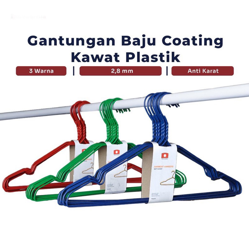 HANGER KAWAT LAPIS PLASTIK isi 10