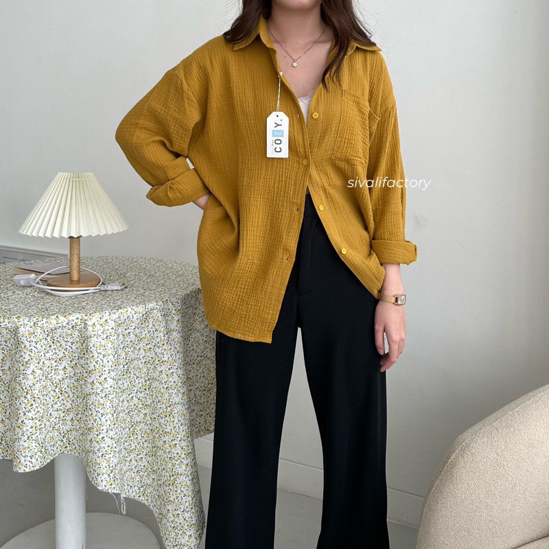 SIVALI Kyra Top || Kemeja Wanita Oversize - Basic Shirt Kemeja Polos Atasan Kerja Lengan Panjang