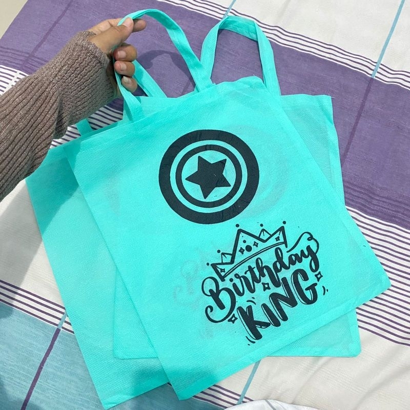 TAS SOUVENIR SNACK ULTAH HAJATAN  TERLARIS MOTIF TAMENG KAPTEN AMERIKA BIRTHDAY KING TOSCA MUDA F 25X30