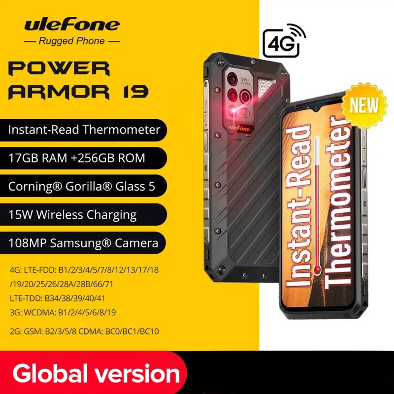 Ulefone Power Armor 19 Rugged 17GB + 256GB 108MP 66W 9600MAh Android 12 NFC