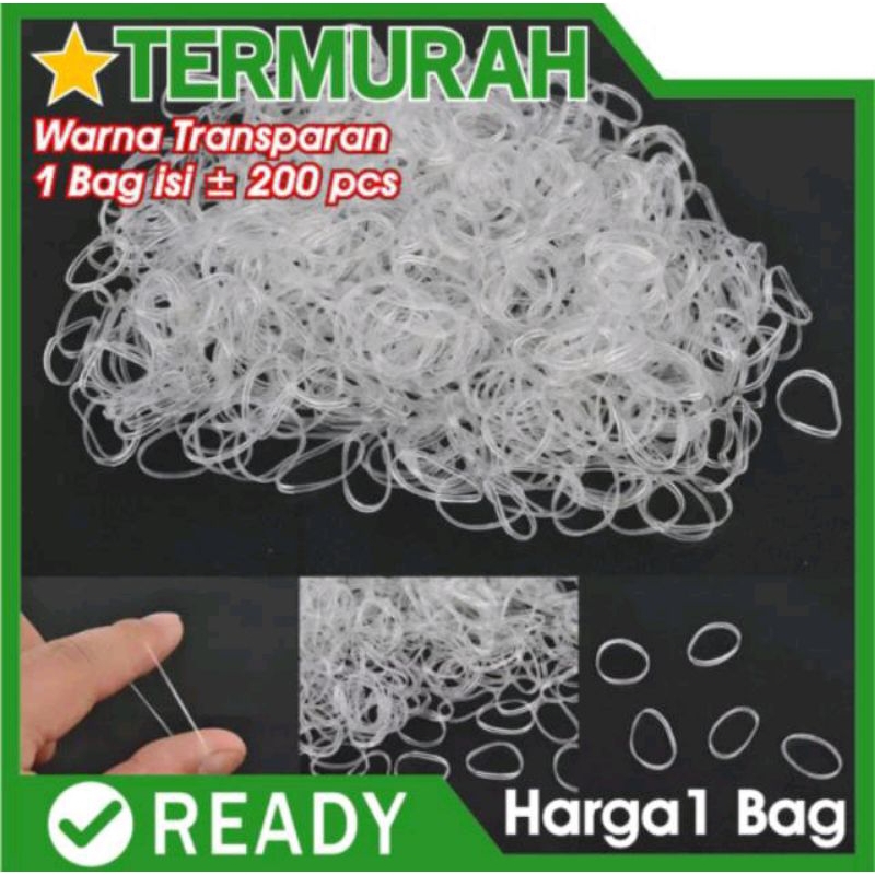 karet Jepang Transparan Premium Ikat RAMBUT Bening Clear Elastastis