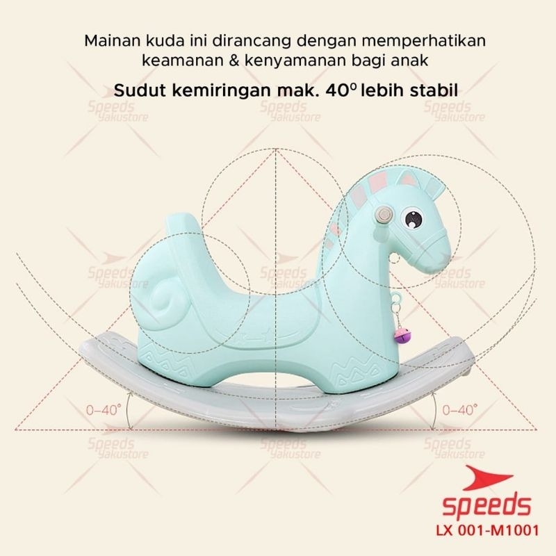 SPEEDS Mainan Anak Kuda Rocking Horse Mainan Kuda Prosotan Jungkat Jungkit M1001