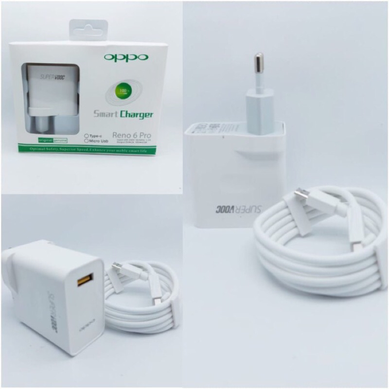 Charger Oppo 65W SUPER VOOC Micro USB &amp; Type C Fast Charging Original