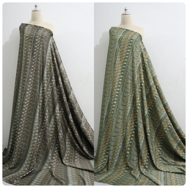 Kain Chanelt Silk zigzag / bahan gamis seragam / kain motif meteran