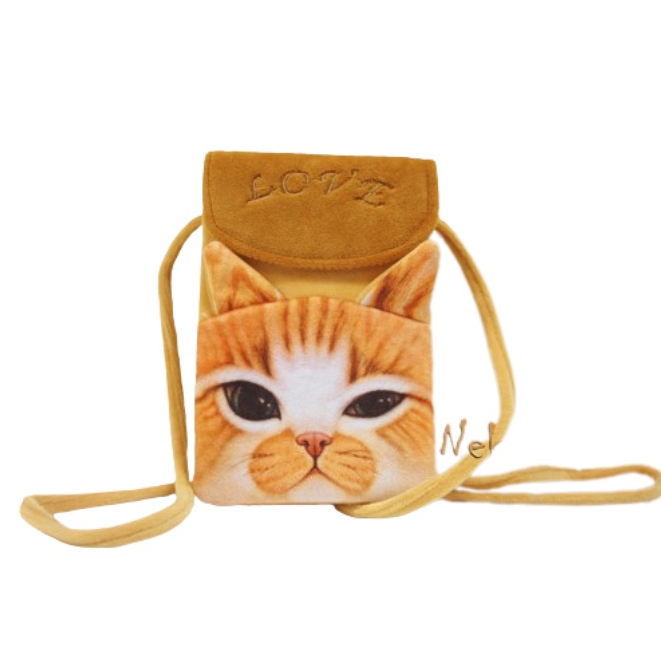 Tas Selempang Motif Kucing Lucu RANDOM / Pocket Bag Cat Character RANDOM - 2005