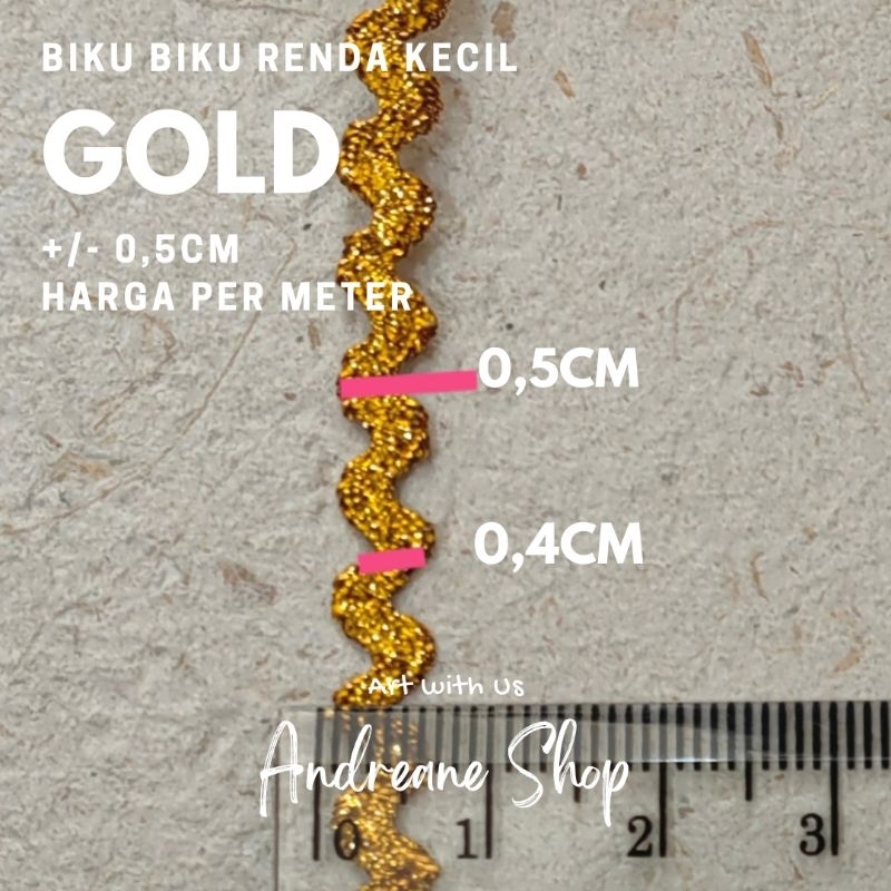 Renda Biku / Renda ZigZag Gold/ Silver Kecil 0,5cm– Sentuhan Elegan untuk Aneka Kerajinan dan Dekora