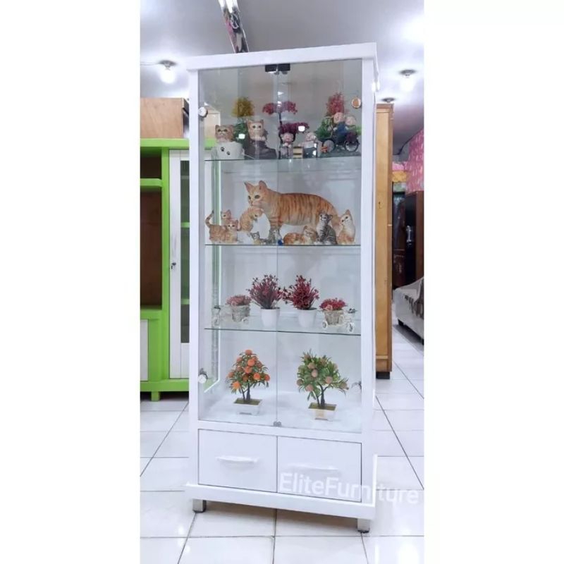 Lemari Pajangan Kaca 2Pintu , Lemari Tas Kaca 2Pintu , Lemari Kaca P70 x L40 x T170