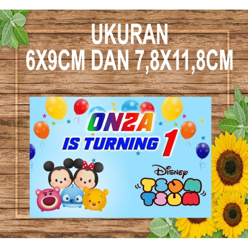 

stiker ulang tahun karakter tsum tsum per paketan,ganti nama foto dan tanggal