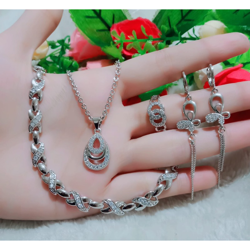 Set Perhiasan Wanita Silver Terbaru CX10