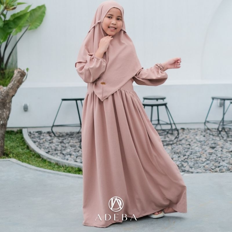 GAMIS SET JILBAB ANAK CRINKLE - AMEENA SET