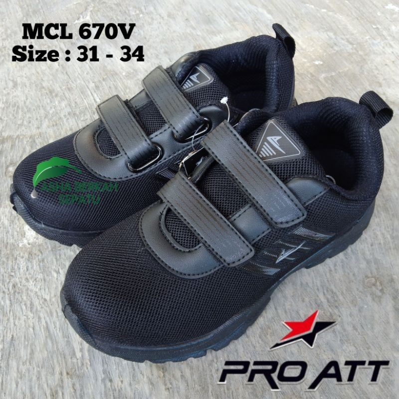 Sepatu Sekolah Hitam PRO ATT MCL 670V Size 31 - 34 Original Asli