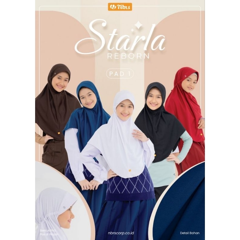 HIJAB DAILY HIJAB SEKOLAH SD SMP SMA DEWASA PUTIH MAROON BIRU COKLAT HITAM STARLA PAD 1 REBORN