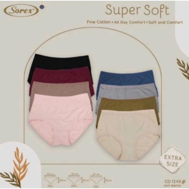 [[ 3Pcs ]] Celana Dalam CD Perempuan Sorex Jumbo Art 1248 Bahan Super Soft - EQL QQL QXL