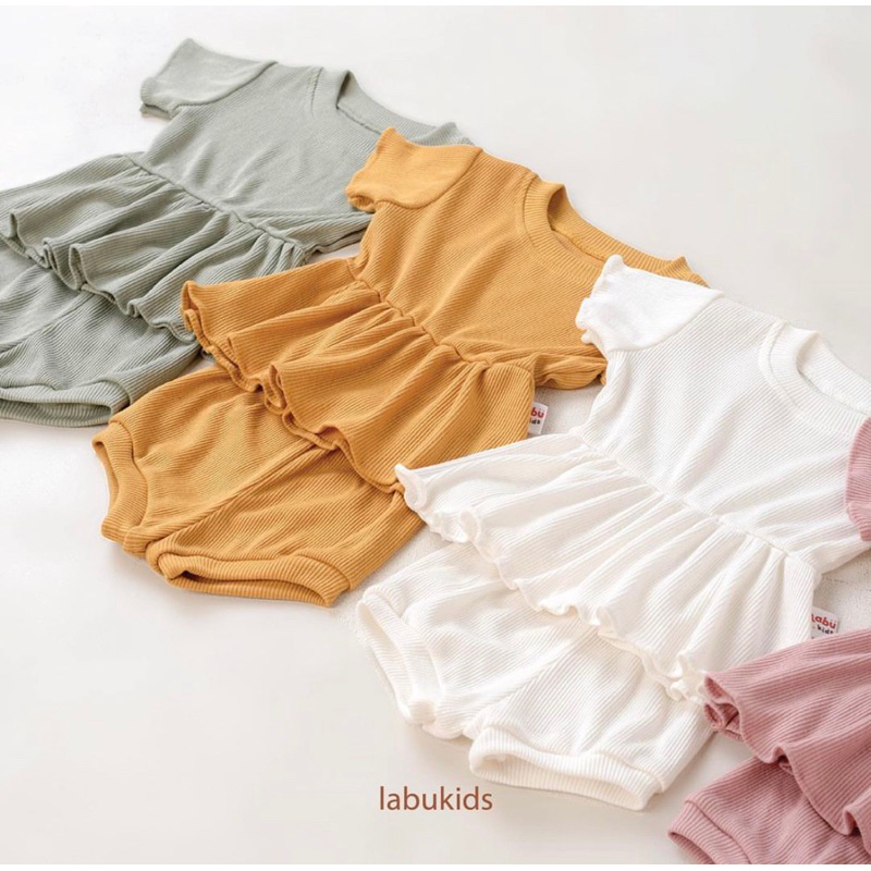 Labu Kids - Ruffle Set | Set Baju Bayi Ruffle Dress Baju Anak Bayi Balita Lucu Terusan Perempuan Cewe Baby Girl