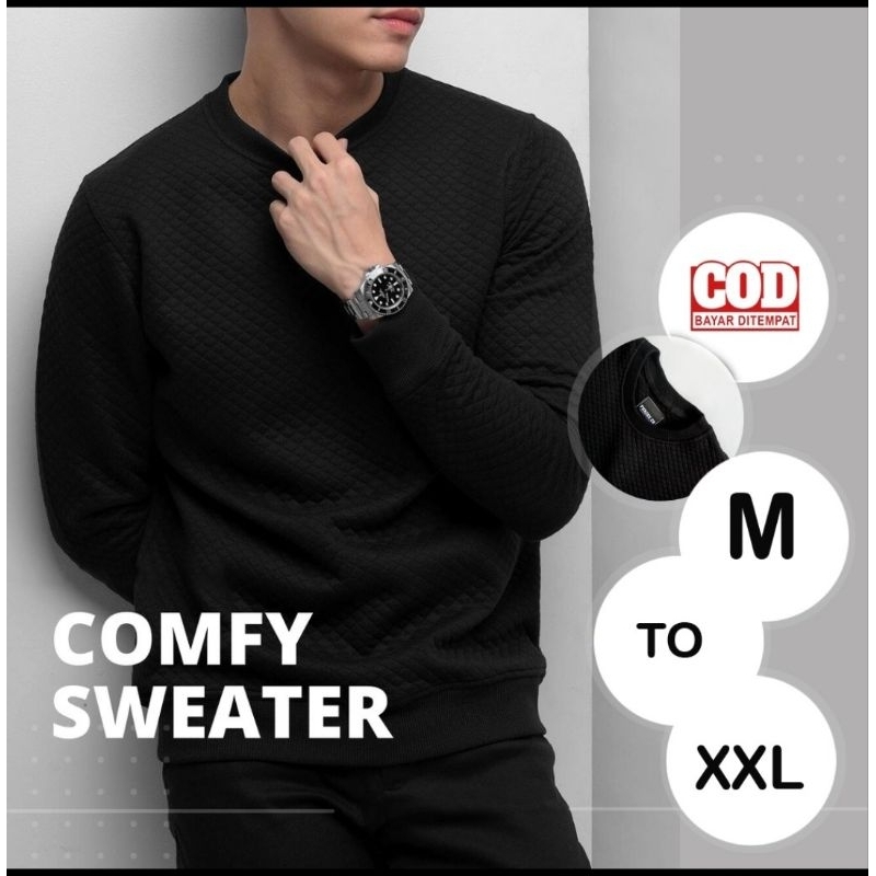 Sweter comfy crewneck diamond (cod) crewnek knitt basic polos pria wanita