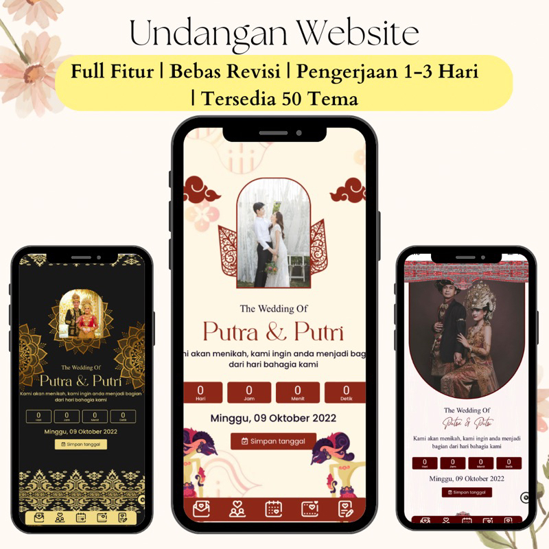 Undangan Website Murah 12 Foto Motion Adat Jawa Wayang Batak Minang Cepat Ekspress Digital Bunga Goy
