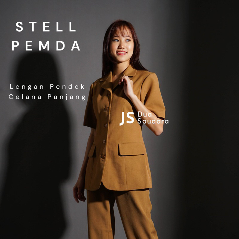 STELL PEMDA WANITA LENGAN PENDEK CELANA PANJANG / PEMDA CEWE / KHAKI / BAJU PEMERINTAH / BAJU DINAS /  BAJU ASN / STELAN ASN