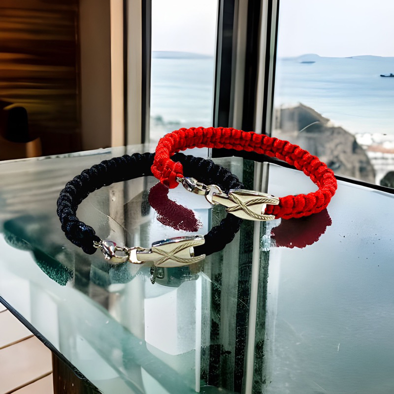 Gelang tangan titanium rajut kepang titanium/ titanium/ gelang