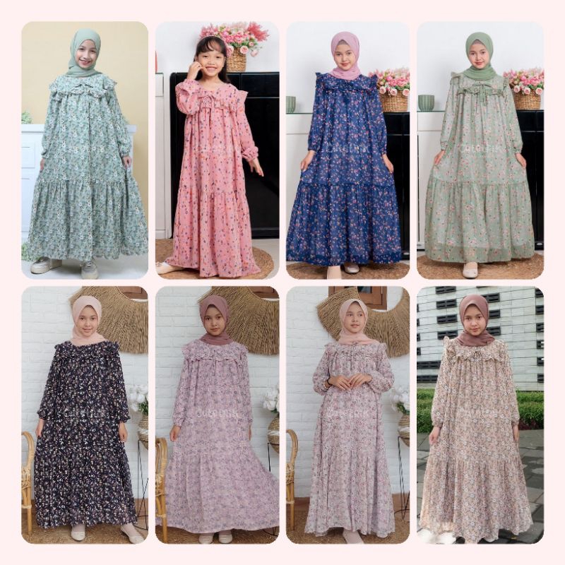 *READY MURAH Gamis anak ceruty babydoll model ruffle depan by Cutetrik