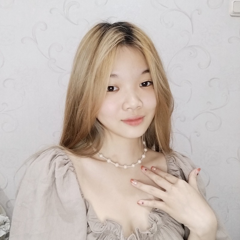 Bethany Korean Pearl Choker Glass Beads Necklace Kalung Mutiara Manik Glossy Gaya Korea Style