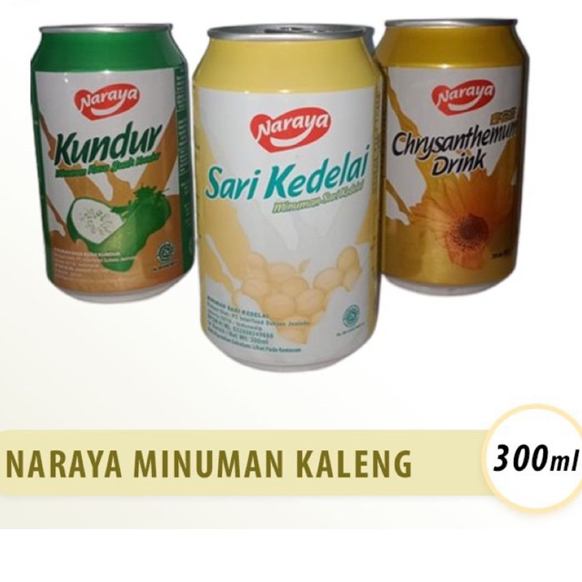 Naraya Minuman Kaleng Sari Kedelai / Chrysanthemum / Kundur / Grass Jelly 300ml x 24 kaleng // 1 Dus