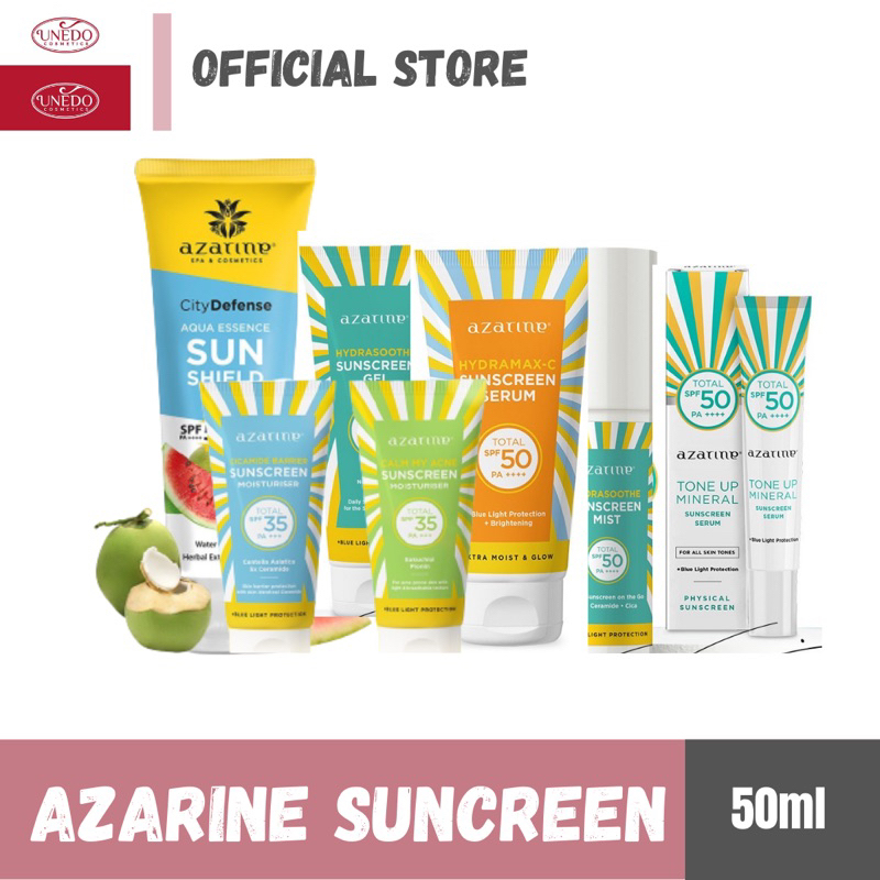 Azarine  Sunscreen Hydrasoothe Gel SP 45 PA++ Aqua Sun Shield Serum SP 50 PA++