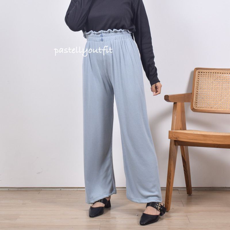 Kulot Knit Highwaist Rib Kancing Dua