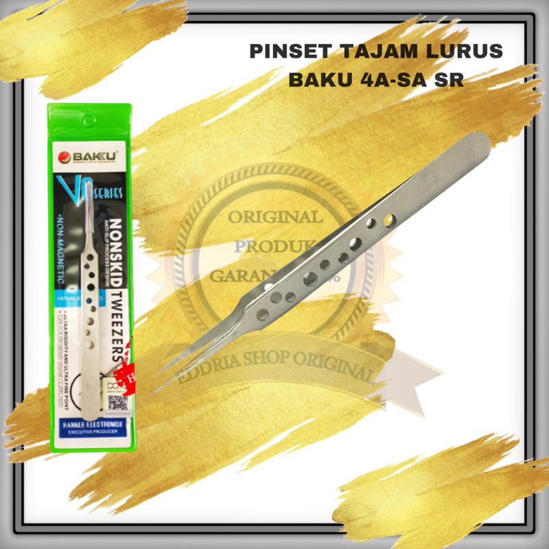 Stainless Pinset tajam lurus Baku 4A-SA-SR New