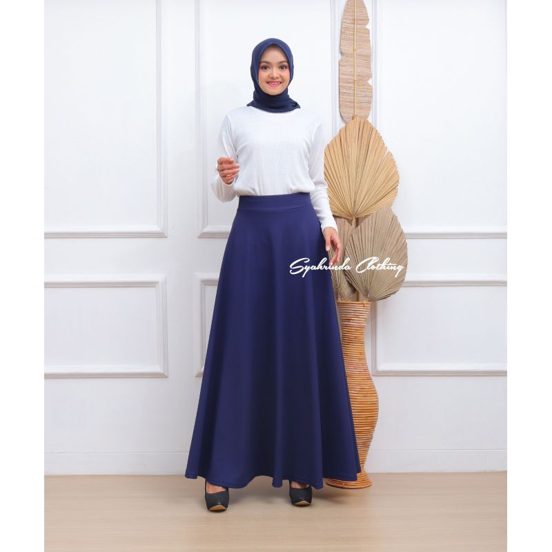 Rok Panjang Polos Lebar Twist Premium Bawahan Klok Mayung Import