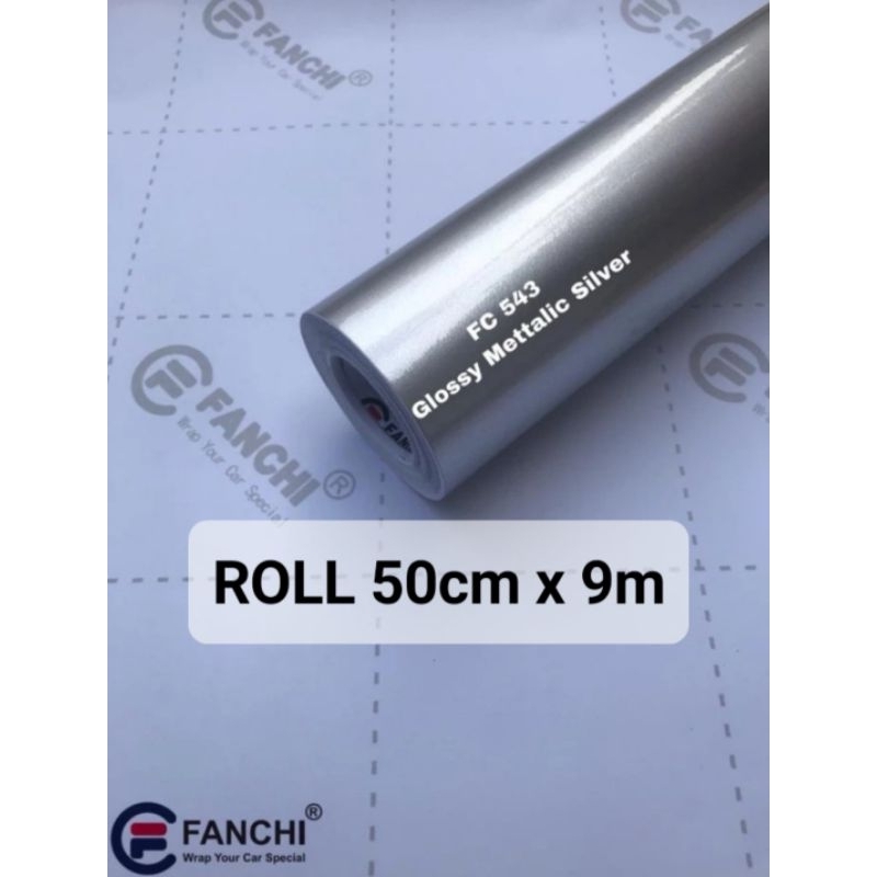 ROLL Sticker Fanchi FC543 Candy Glossy Mettalic Silver 50cm×9m ROLL