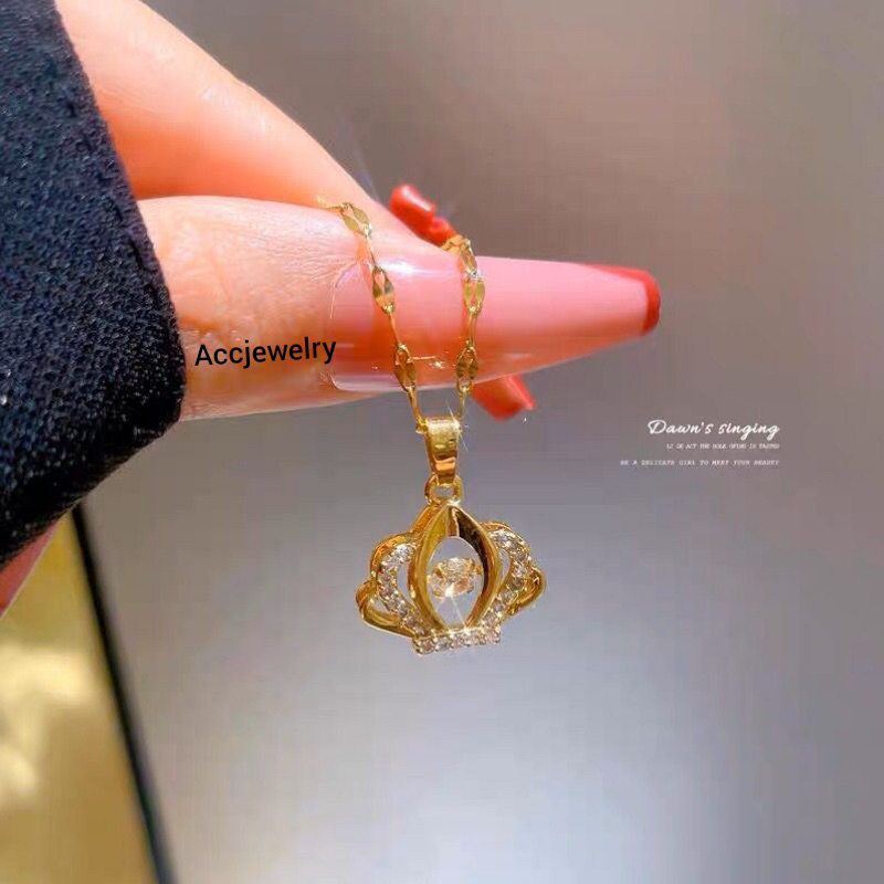 Kalung Titanium Dancing Stone Crown Diamond