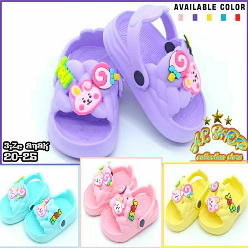 Sandal Anak Perempuan Slop Tali Kelinci Import 525 E Dulux