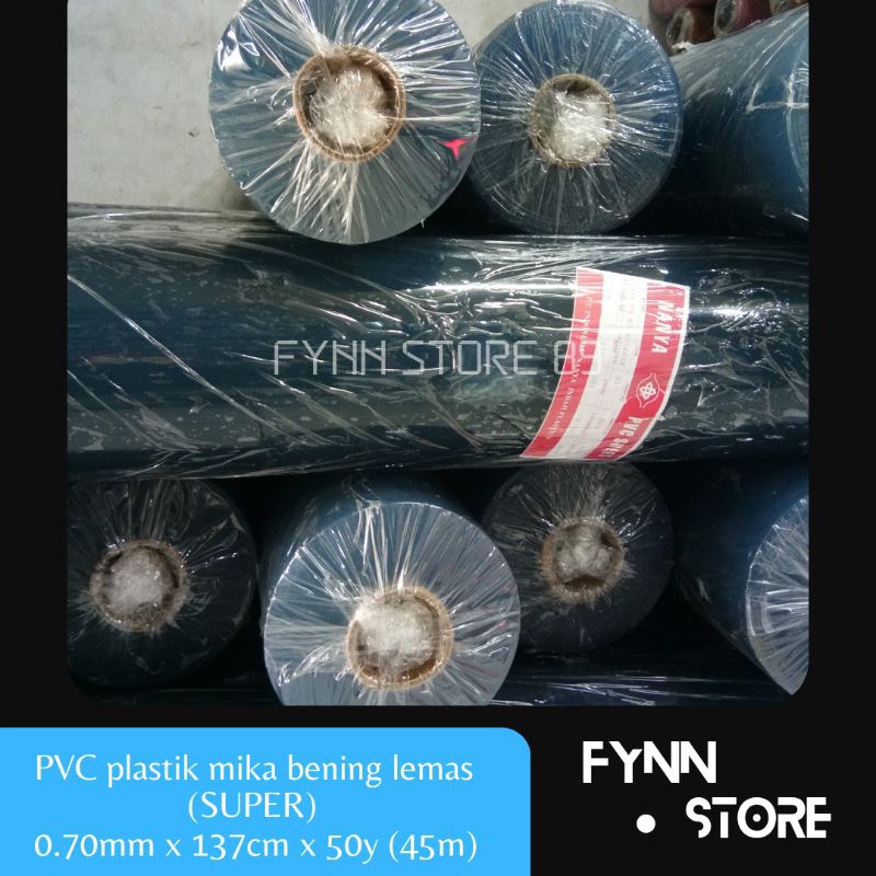 

Plastik pvc mika lemas (SUPER) tebal 0.70mm x 137cm x 45m dijual per roll