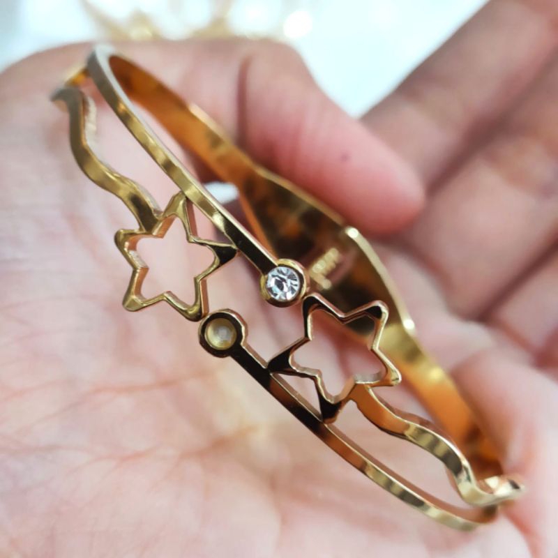 Gelang banglr titanium perhiasan wanita anti luntur 007